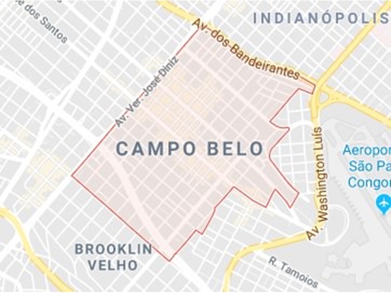 Mapa do Campo Belo para desentupimentos