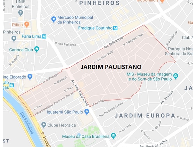 Mapa de desentupimento do Jardim Paulistano